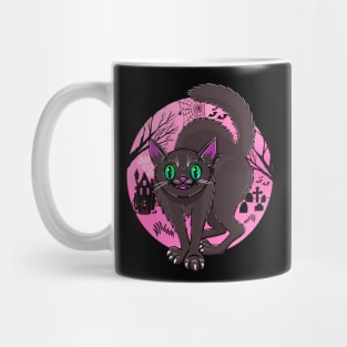 Spooky Cat in Pink Mug